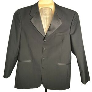 Men's Chaps Ralph Lauren Blazer Size 42R Black‎ 4 Button union made lined formal
